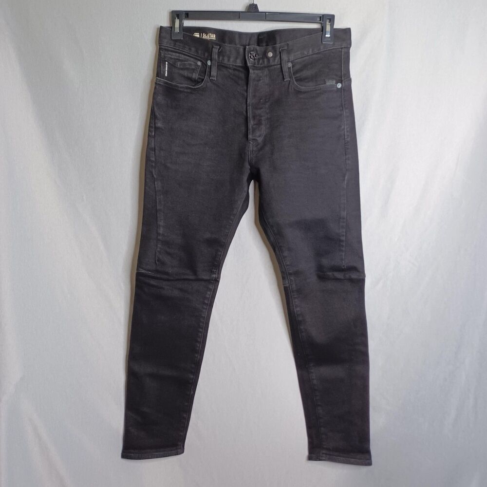 G-Star RAW Jeans Mens 33x30 Black Charcoal Scutar 3D Slim Tapered Button Biker
